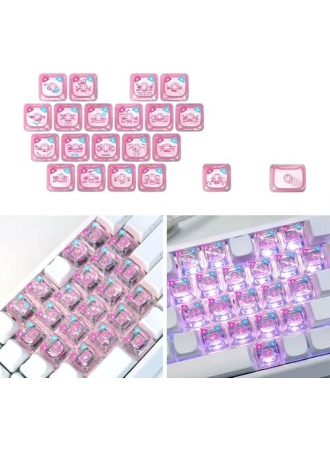Ergonomic 21 Transparents Cats Shaped Keycaps With Heart Pattern PC Construction For Comfort Typing And Gaming Setups PC Ergonomic Keycaps - Image 2