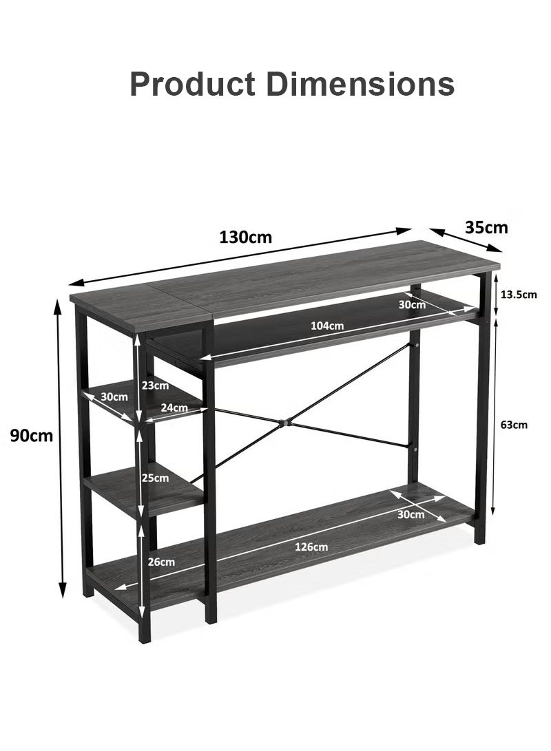 AGD Console Table with Open Storage Shelves, Side Table for Hallway, Living Room 130x35x90cm - Image 3