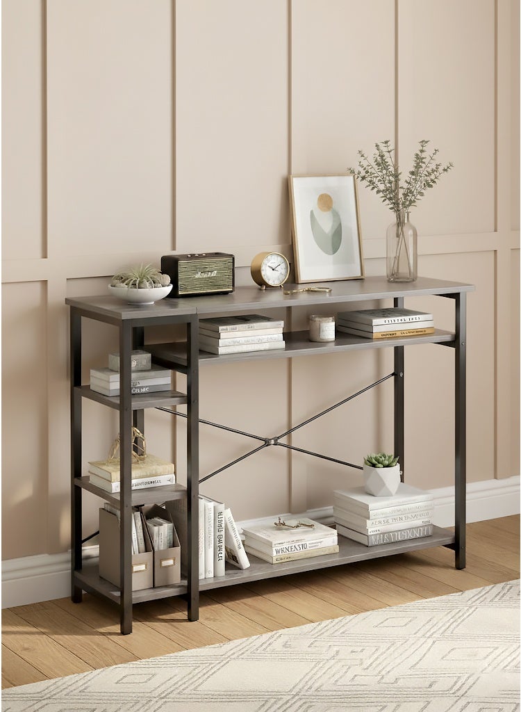 AGD Console Table with Open Storage Shelves, Side Table for Hallway, Living Room 130x35x90cm - Image 1