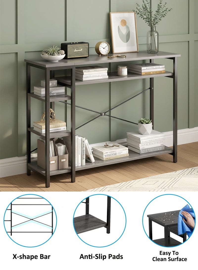 AGD Console Table with Open Storage Shelves, Side Table for Hallway, Living Room 130x35x90cm - Image 4