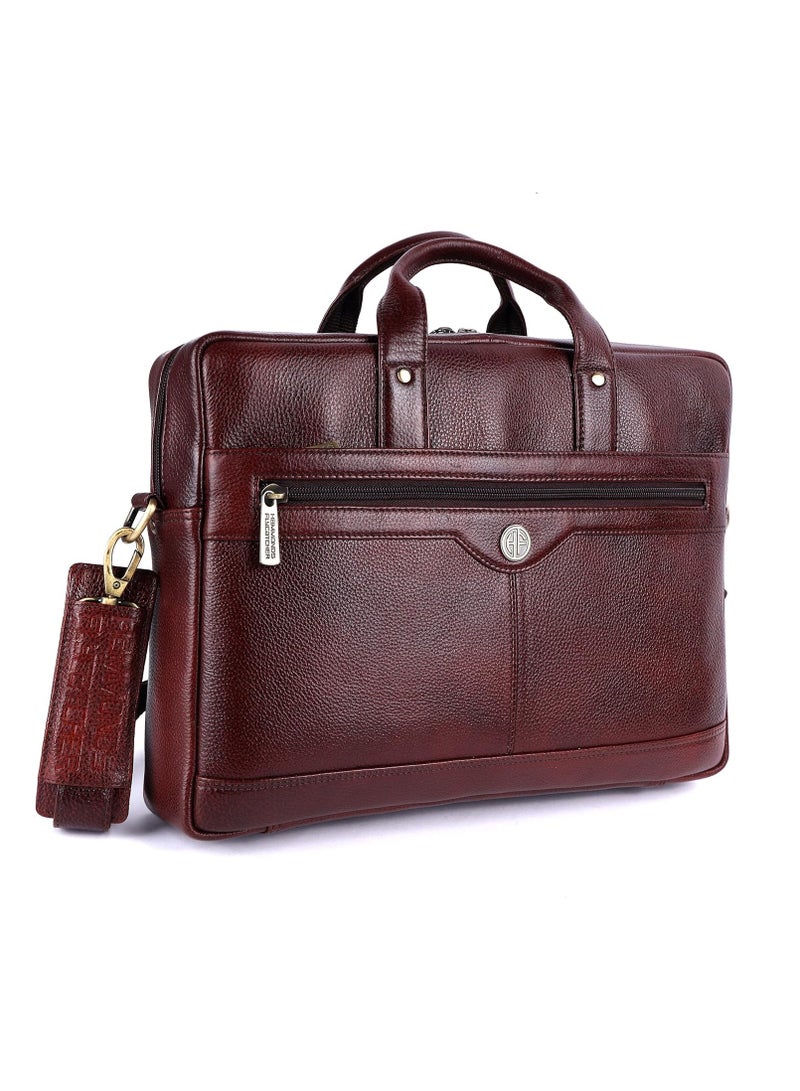 HAMMONDS FLYCATCHER HAMMONDS FLYCATCHER Genuine Leather Office Bag for Men - Stylish Executive Leather Bag for Men, 15.6 Inch Laptop Bag for Men, Adjustable Strap and Multiple Compartments - 1 Year Warranty - Brown - Image 2