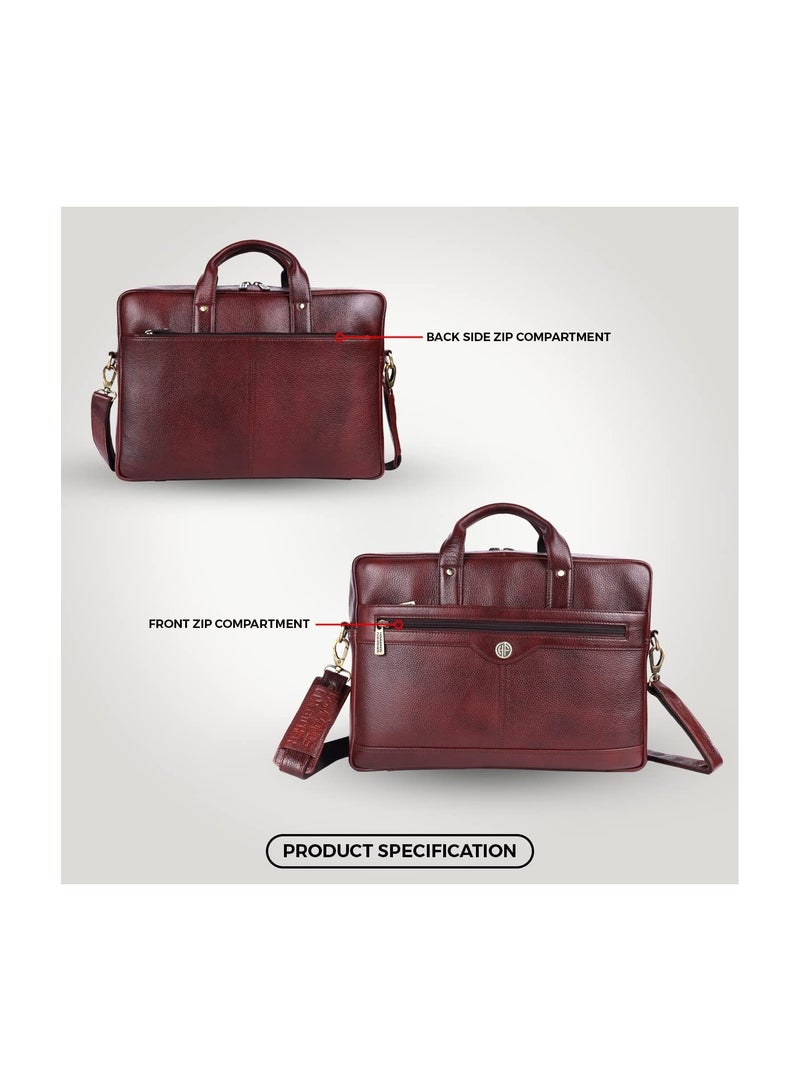 HAMMONDS FLYCATCHER HAMMONDS FLYCATCHER Genuine Leather Office Bag for Men - Stylish Executive Leather Bag for Men, 15.6 Inch Laptop Bag for Men, Adjustable Strap and Multiple Compartments - 1 Year Warranty - Brown - Image 4