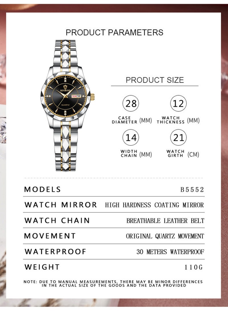 BINBOND Ladies Quartz Watches Top Brand Luxury Fashion Business Waterproof Week Date Clock Sport Womens Wristwatch - Image 3