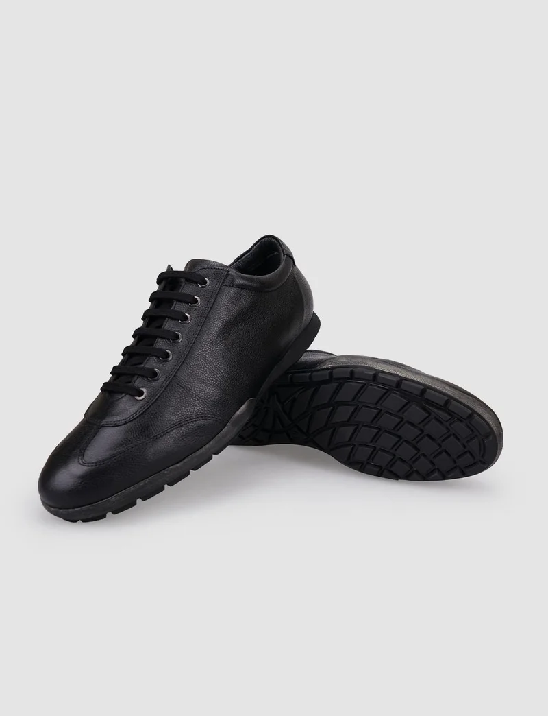 Cabani Leather Black Lace-Up Men's Casual Shoes