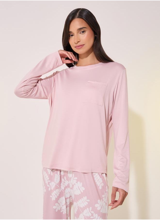 Take Two Solid Round Neck T-Shirt and Printed Pyjama Set by Styli  - Image 2