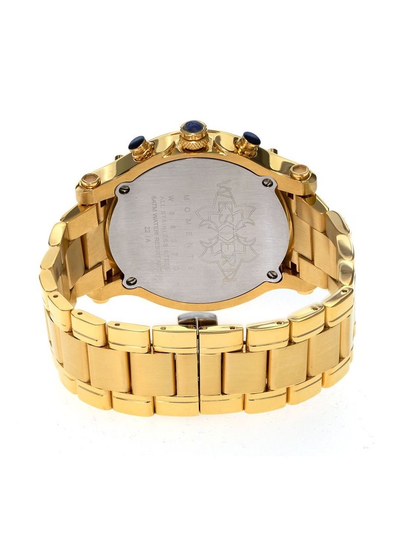Western Men's Quartz Analogue Gold Platted Bracelet Chronograph Watch W8837GGP070C - Image 3