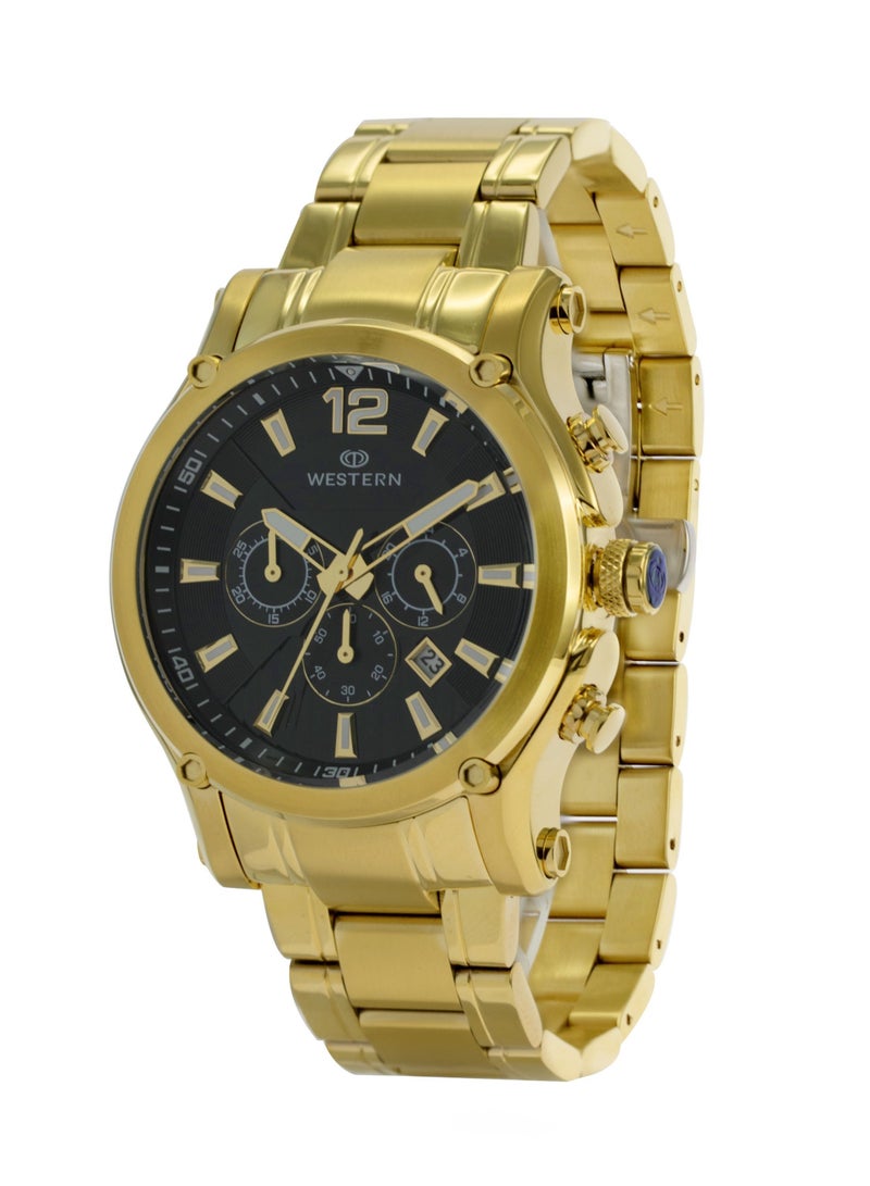Western Men's Quartz Analogue Gold Platted Bracelet Chronograph Watch W8837GGP070C - Image 2