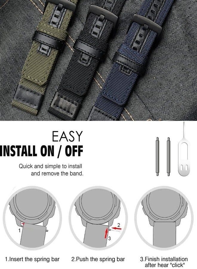 Olytop 2 Pack 22mm Rugged Watch Bands for Garmin Instinct / Instinct 2 Solar, Military Fabric Sports Wristband Replacement Watch Strap Men Women for Garmin Instinct 2 Tactical/Esports/Tide, 2 - Image 4