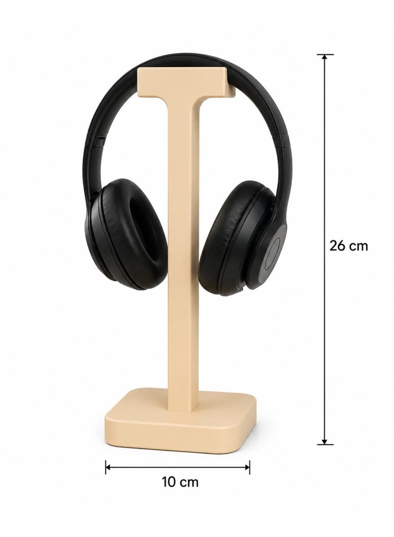 Modern Minimalist Headphone Stand for Over-Ear Headphones, Beige, Desk Organizer | 3D Printed | Perfect for Dubai Homes & Offices - Image 3