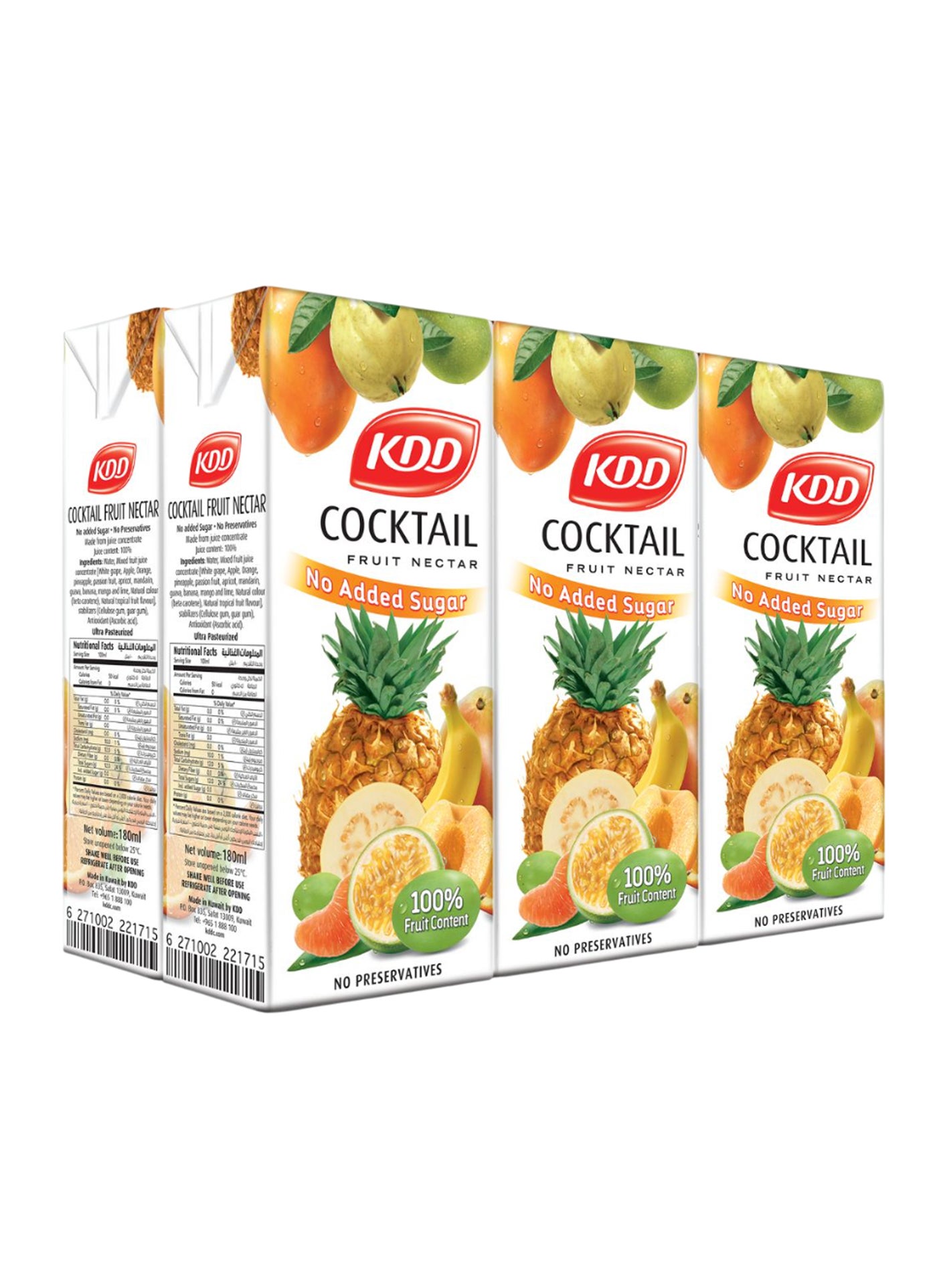 KDD No Added Sugar Fruit Cocktail 100% Juice Carton Pack
