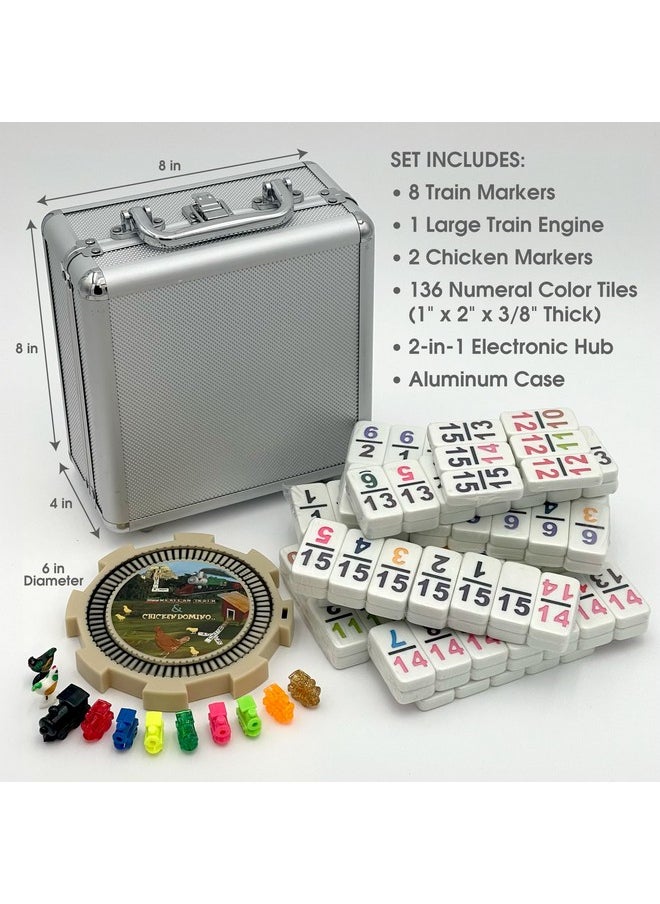CHH Double 15 Numeral Pro Size Mexican Train & Chicken Domino Set in Aluminum Case  - Image 3