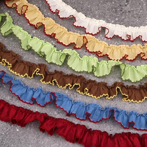 AIETSYEI Multicolour Ruffle Trim 1.2inch x6 Yards, Pleated Lace Ribbon for Sewing Crafts, Clothing, Wedding Decor, Ruffle Edge Trim for Apparel, Home Decoration AIETSYEI - Image 5
