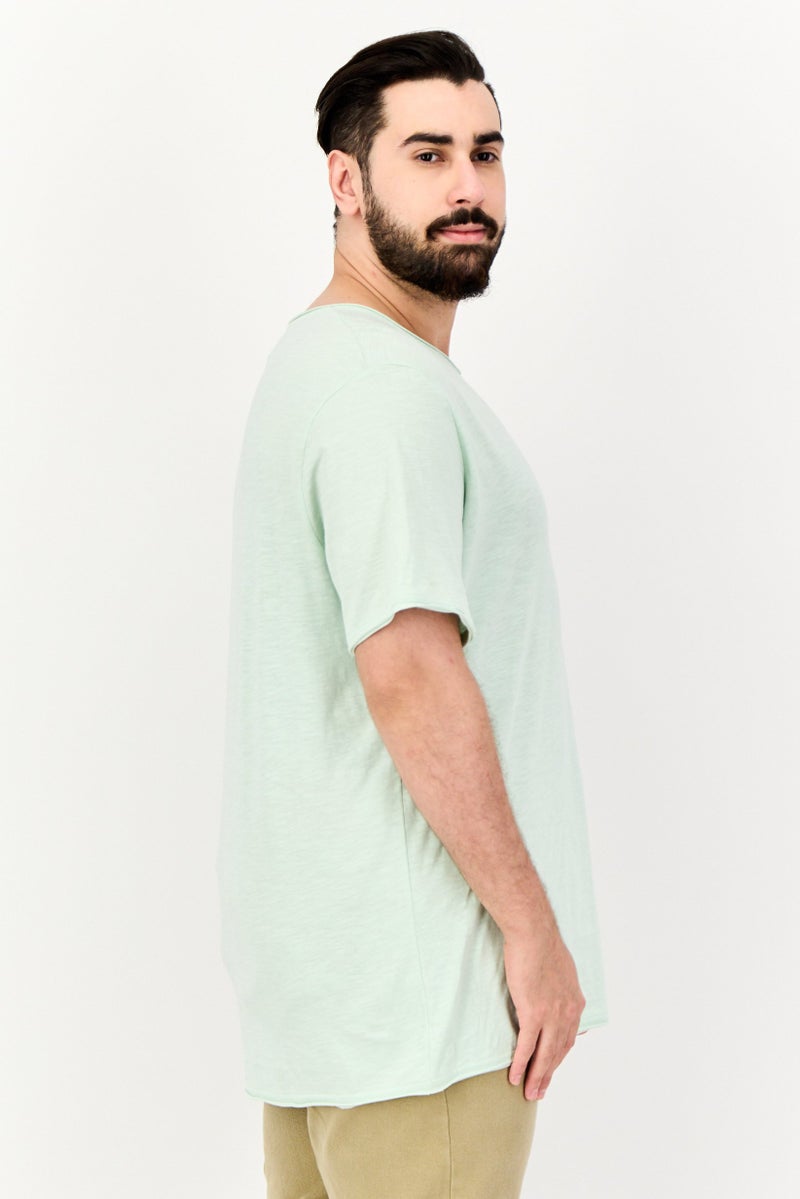 Celio تي شيرت رجالي بأكمام قصيرة و ياقة دائرية، لون أخضر نعناعي - Image 4