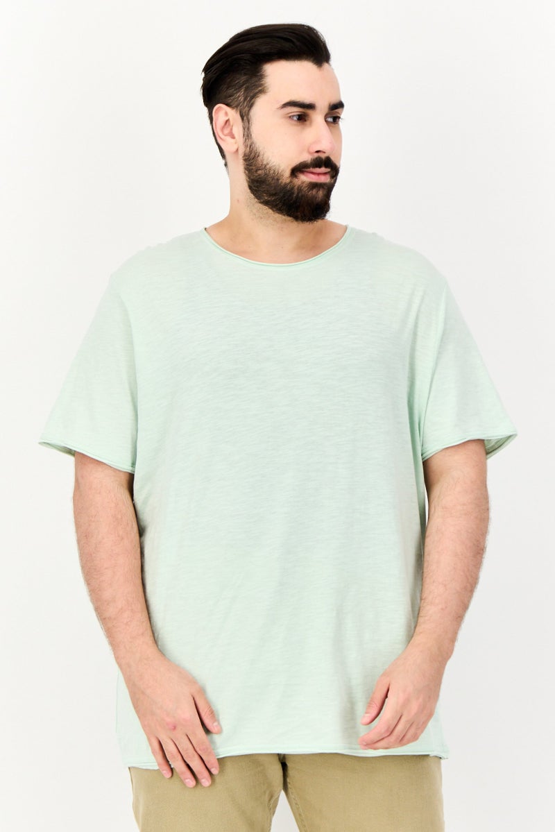 Celio تي شيرت رجالي بأكمام قصيرة و ياقة دائرية، لون أخضر نعناعي - Image 1