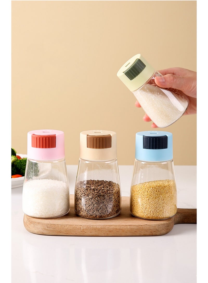 4pcs Kitchen Multifunction Spice Jars Press Type Healthy Control Quantify Salt Bottle Clear Visual Seasoning Storage Split Box Spice Containers - Image 1