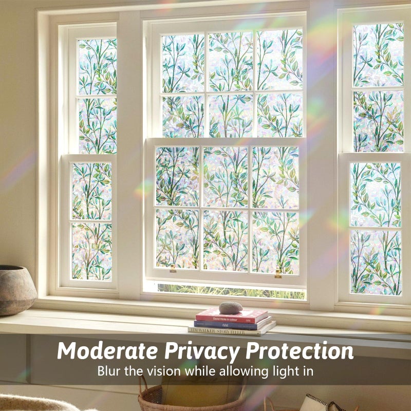 Kromapolis Window Film Rainbow Privacy Film Stain Glass Cling 3D Decorative Stickers for Glass Doors, Sun Blocking Static Cling Window Cover, Non-Adhesive 17.5 x 78.7 inches - Image 3