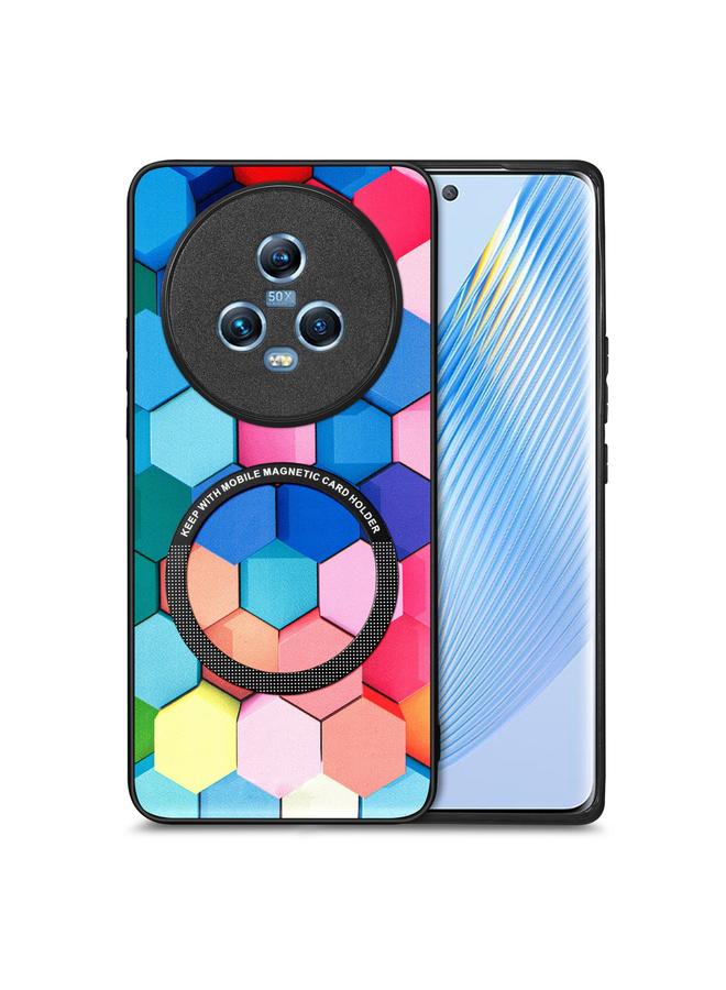 اس-توب جراب هاتف لهاتف Honor Magic5 برسومات ملونة من الجلد وغطاء خلفي مغناطيسي - Image 1