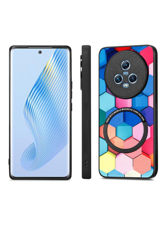 اس-توب جراب هاتف لهاتف Honor Magic5 برسومات ملونة من الجلد وغطاء خلفي مغناطيسي - Image 2