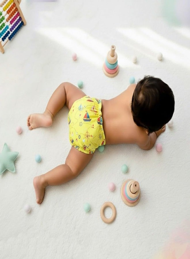 SNUGKINS Dry Feel Padded Langot/Nappies for New Born Baby 6-10 Months | 100% Pure Cotton Cloth Nappies | Washable & Reusable (Small, Alpha & Boat - Pack of 2) - Image 4
