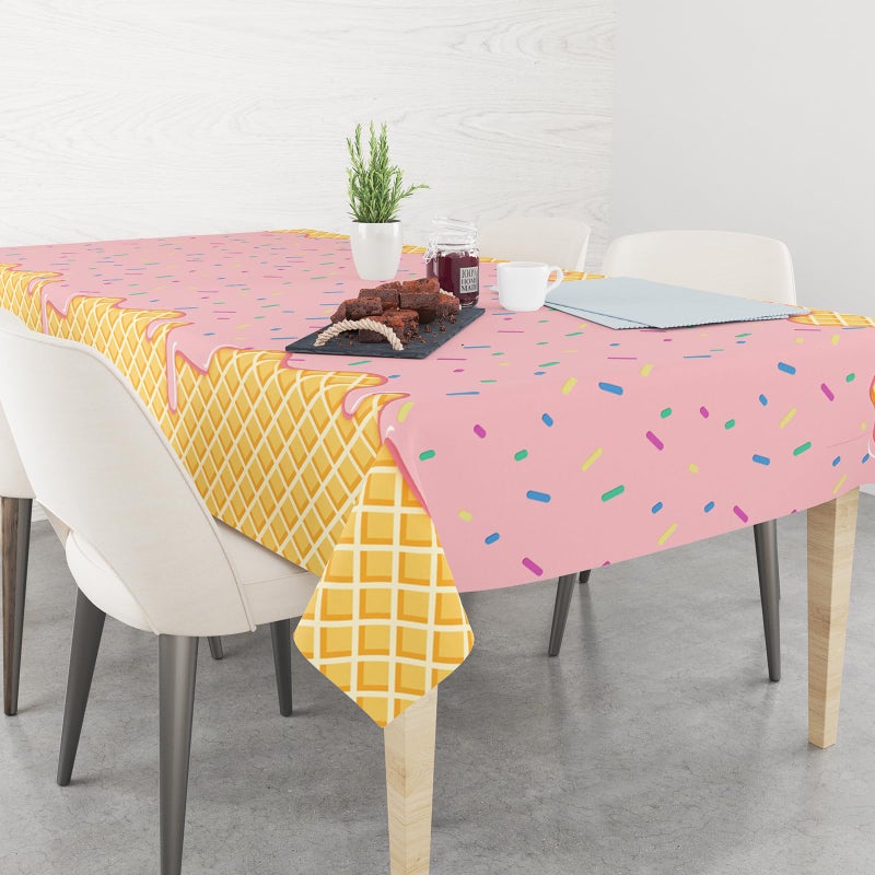 Zharkoo 2 Pack Ice Cream Tablecloth for Party Supplies, 108x54 Inch Sweet Dessert Theme Disposable Plastic Table Cover for Kids Birthday, Summer Party Decor for Girls and Boys - Image 5