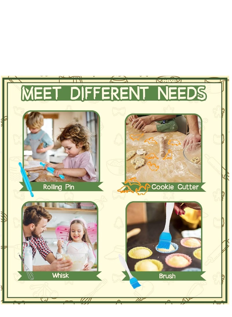 KASTWAVE Kids Baking Chef Set, 26Pcs with Dinosaur Apron & Hat Role Play Cooking Chef Cooking Dress Up Toys, Pretend Play Kitchen Toys Gifts for Boys Girls Aged 3-8 - Image 2