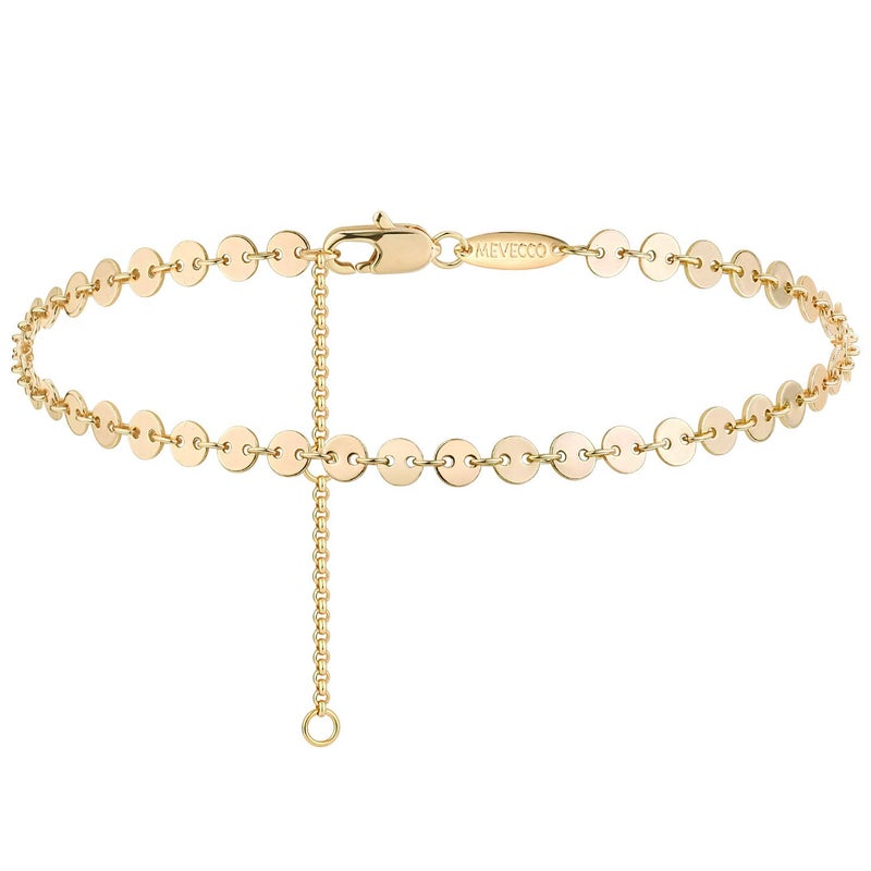 MEVECCO Anklet for Women Gold Disc Coin Sequin Chain 14K Gold Plated Dainty Boho Beach Summer Simple Foot Jewelry Ankle Bracelet - Image 1
