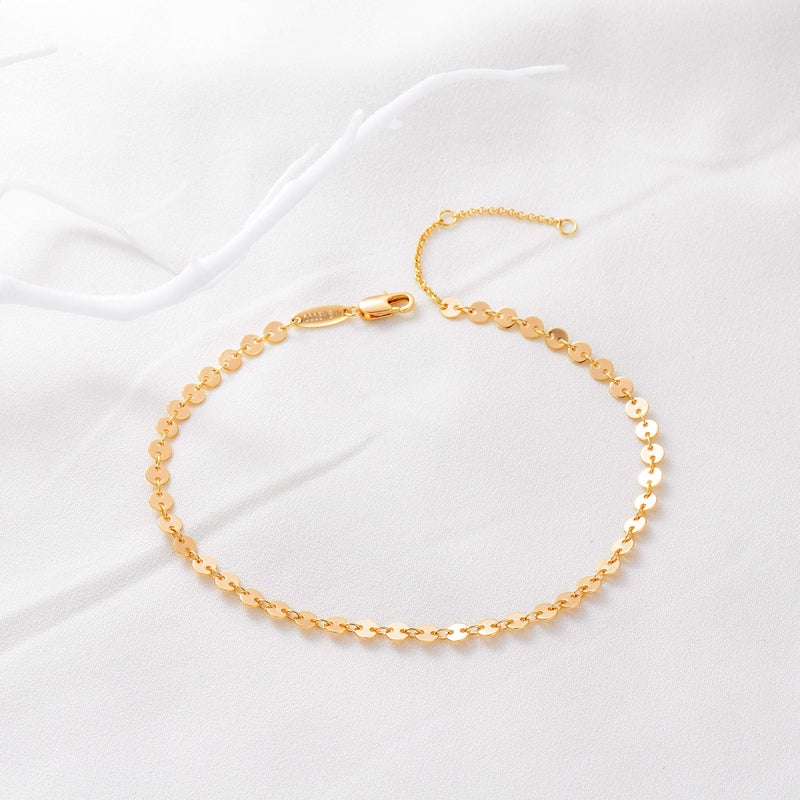MEVECCO Anklet for Women Gold Disc Coin Sequin Chain 14K Gold Plated Dainty Boho Beach Summer Simple Foot Jewelry Ankle Bracelet - Image 5