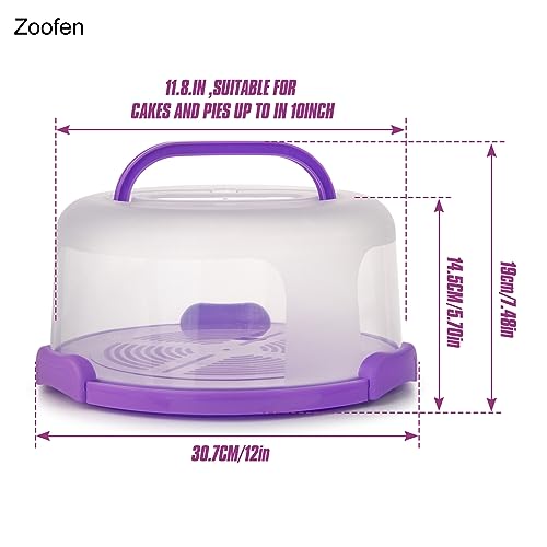 Zoofen Cake Carrier with Handle 10in Cake Stand Holder Round Container for 10in or Less Size(Purple) - Image 2