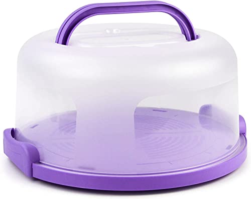 Zoofen Cake Carrier with Handle 10in Cake Stand Holder Round Container for 10in or Less Size(Purple) - Image 1