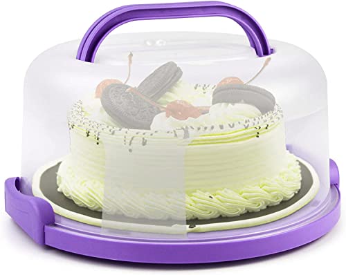 Zoofen Cake Carrier with Handle 10in Cake Stand Holder Round Container for 10in or Less Size(Purple) - Image 3