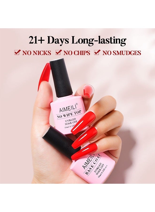 AIMEILI Gel Nail Polish No Wipe Top and Base Coat Set, Shine Finish and Long Lasting, Soak Off Gel Nail Lacquer - 2 x 10ml - Image 5