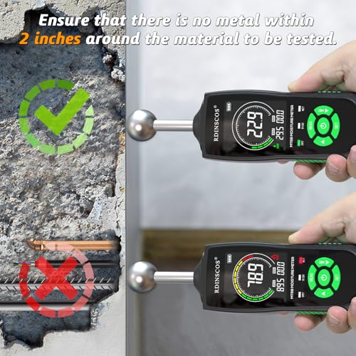 RDINSCOS Ball Probe Moisture Meter Non-Invasive Digital Moisture Detector with 40 mm Depth, Flashlight, LCD Display - Image 2