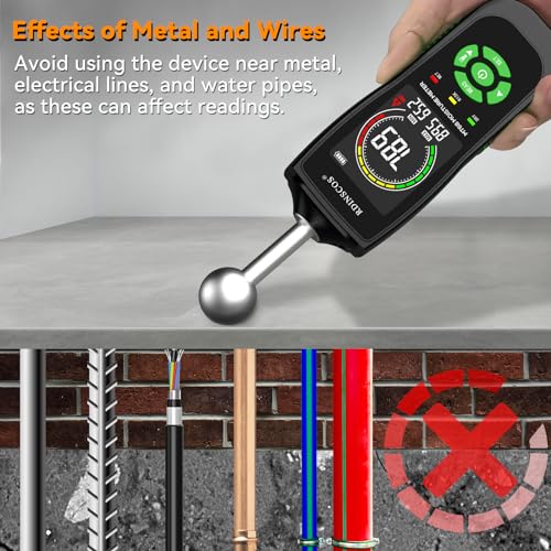 RDINSCOS Ball Probe Moisture Meter Non-Invasive Digital Moisture Detector with 40 mm Depth, Flashlight, LCD Display - Image 5
