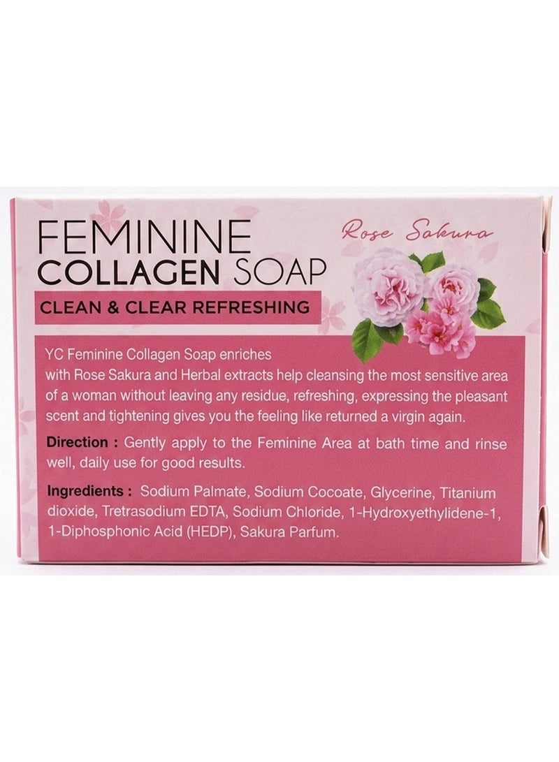 YC Feminine Soap With Collagen Sakura Rose Refreshing And Firming 100G - Image 2