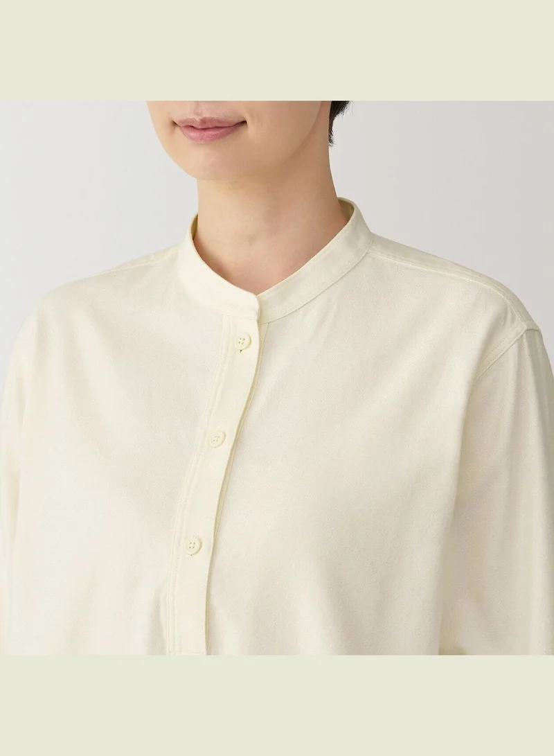 MUJI Double-Brushed Flannel Stand Collar Long Sleeve Blouse