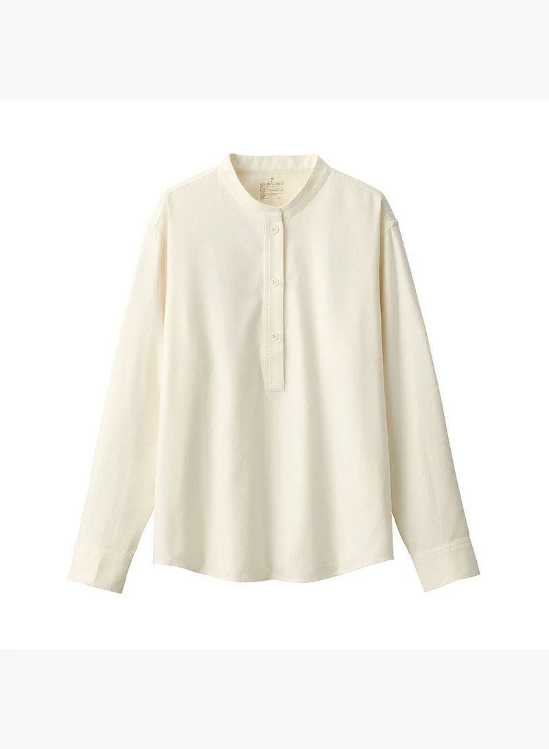 MUJI Double-Brushed Flannel Stand Collar Long Sleeve Blouse