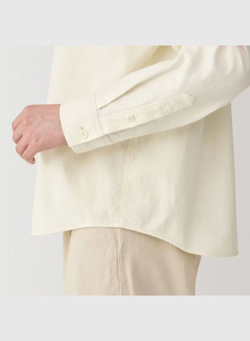 MUJI Double-Brushed Flannel Stand Collar Long Sleeve Blouse