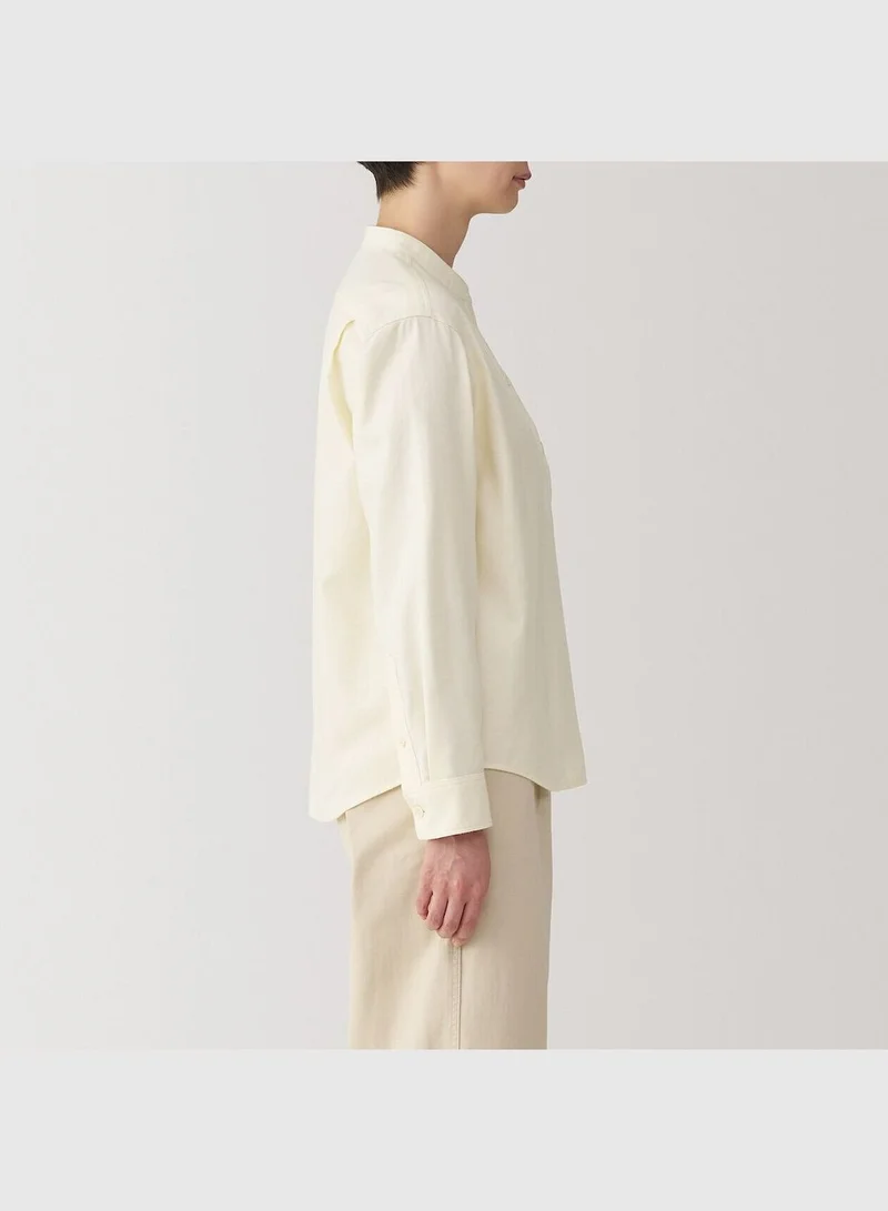 MUJI Double-Brushed Flannel Stand Collar Long Sleeve Blouse