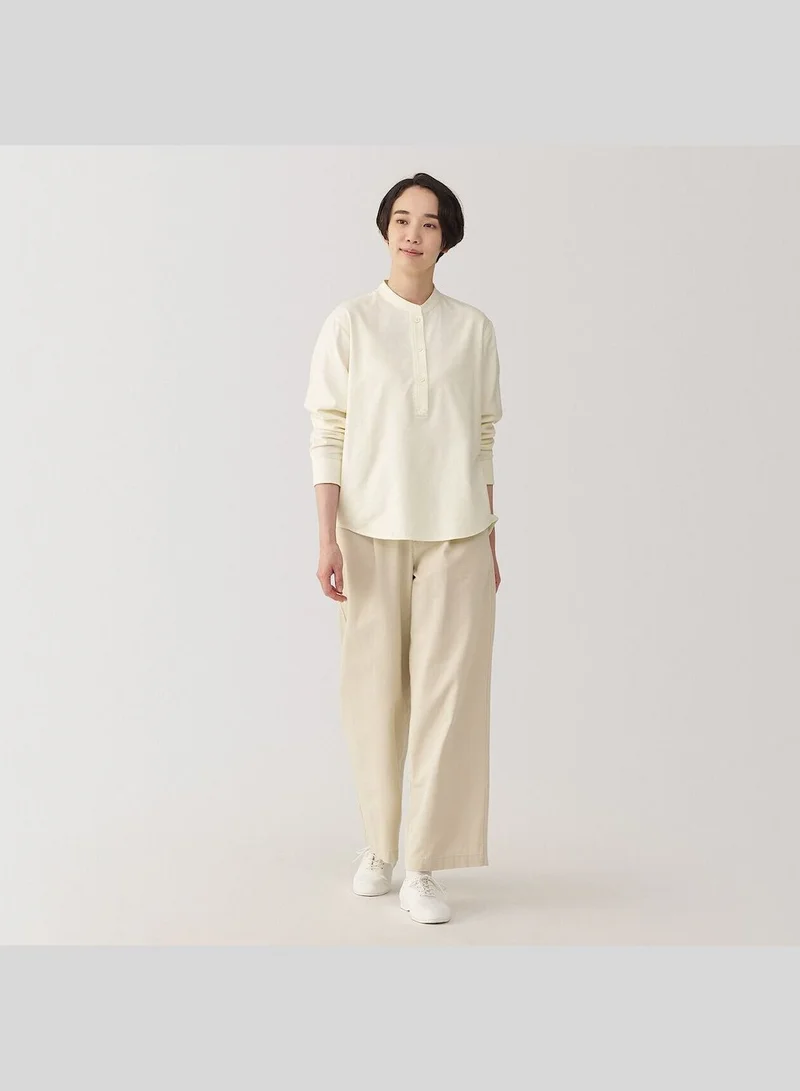 MUJI Double-Brushed Flannel Stand Collar Long Sleeve Blouse