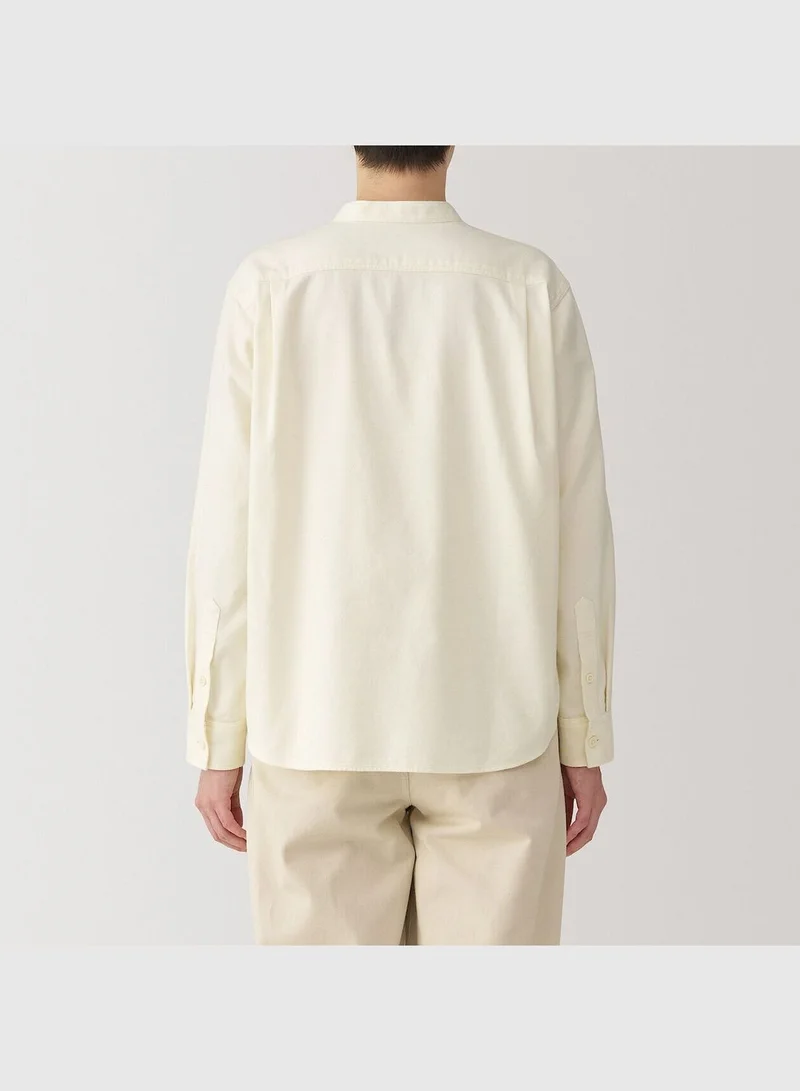 MUJI Double-Brushed Flannel Stand Collar Long Sleeve Blouse