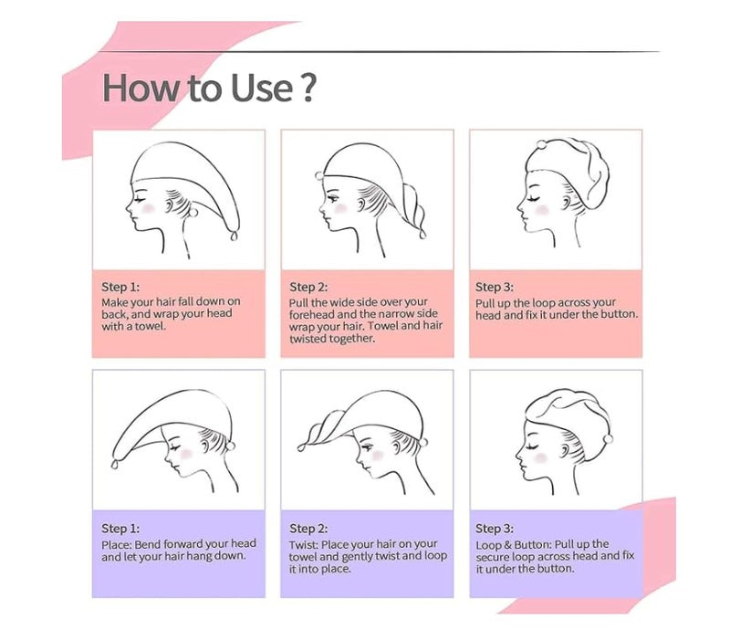 HOMENITY ® - Hair Towel Wrap Absorbent, Hair-Drying Towel Bathrobe, Hair Warp Towel Microfiber Bath Towel Hair Dry Cap (Multicolor)(Pack of 2) - Image 4