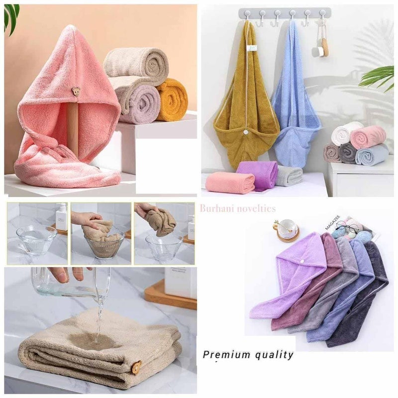 HOMENITY ® - Hair Towel Wrap Absorbent, Hair-Drying Towel Bathrobe, Hair Warp Towel Microfiber Bath Towel Hair Dry Cap (Multicolor)(Pack of 2) - Image 2