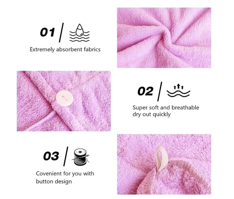 HOMENITY ® - Hair Towel Wrap Absorbent, Hair-Drying Towel Bathrobe, Hair Warp Towel Microfiber Bath Towel Hair Dry Cap (Multicolor)(Pack of 2) - Image 3