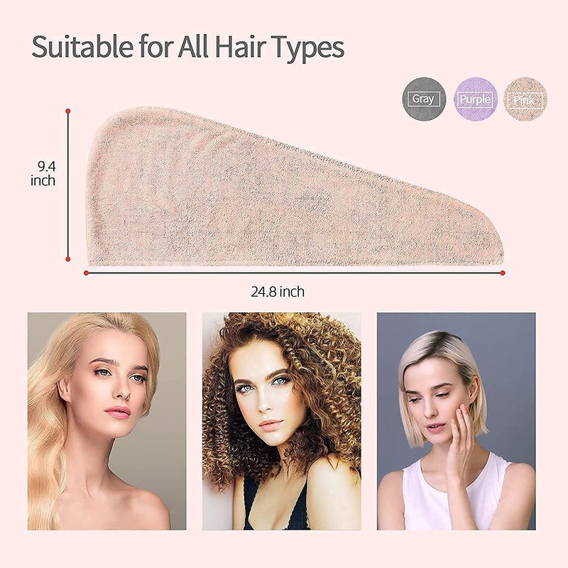 HOMENITY ® - Hair Towel Wrap Absorbent, Hair-Drying Towel Bathrobe, Hair Warp Towel Microfiber Bath Towel Hair Dry Cap (Multicolor)(Pack of 2) - Image 5