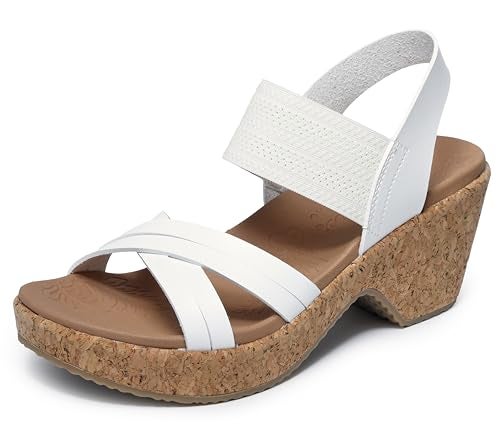 SKECHERS صندل كعب سكيشرز للنساء - بريستول - سماء الليل، أبيض 9 م - Image 4