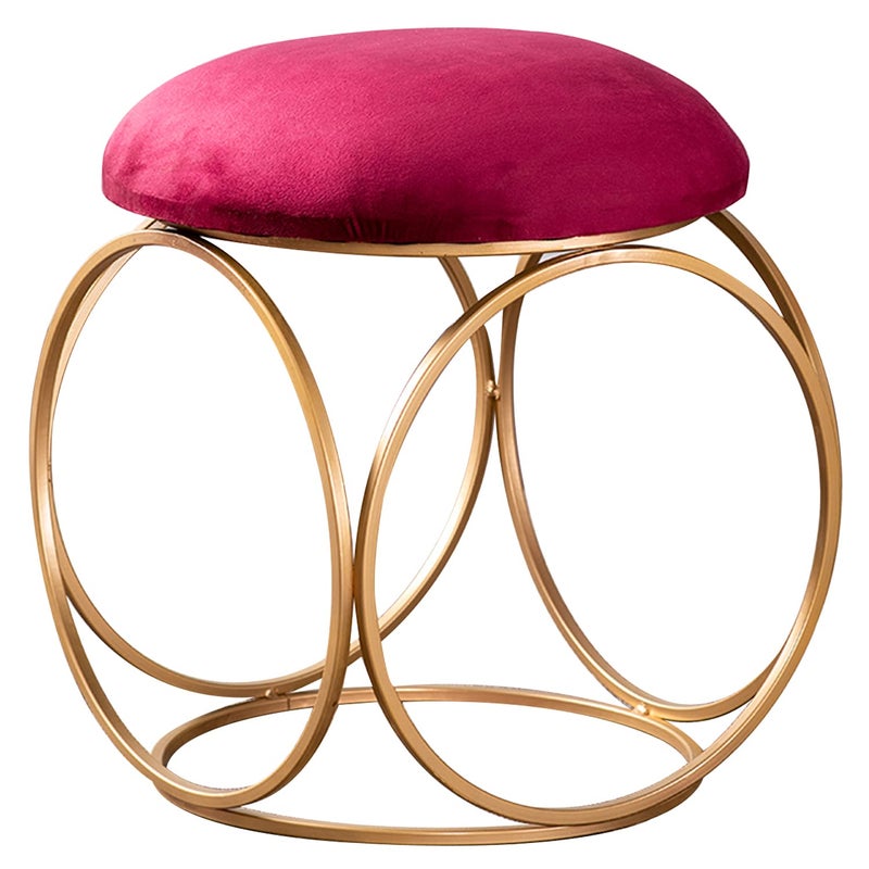 nestroots nestroots Ottoman Stool for Living Room Stool for Sitting |Metallic Ottoman Stool for Bedroom pouffes Side Table (18 inch Maroon Ring)  - Image 4