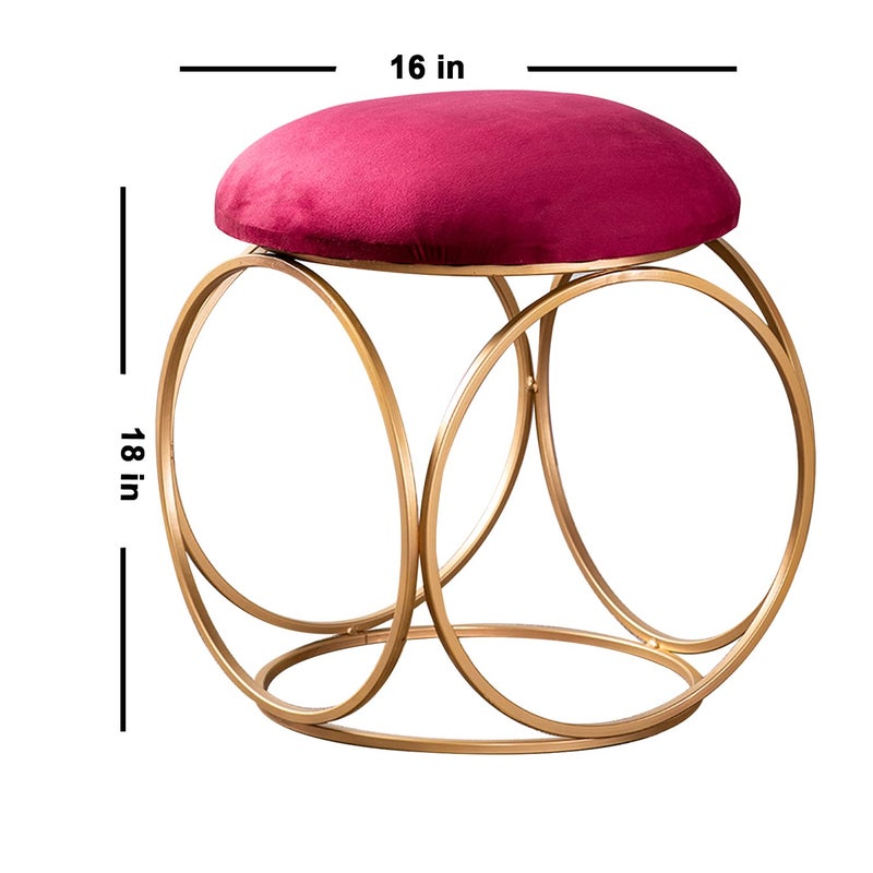 nestroots nestroots Ottoman Stool for Living Room Stool for Sitting |Metallic Ottoman Stool for Bedroom pouffes Side Table (18 inch Maroon Ring)  - Image 2