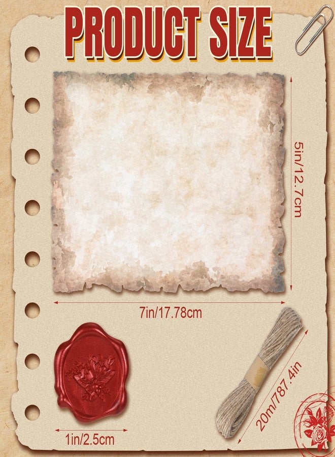 Sinload Vintage Writing Set Includes 100 Letter Papers 100 Wax Seal Stickers 3 Strands of Twine Suitable for Antique Writers Wedding Invitations Witch Halloween Parties Office Supplies(5 x 7 Inch) - Image 2
