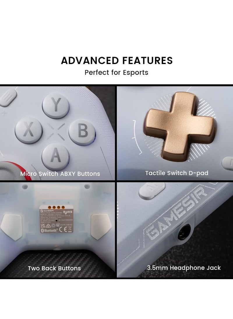 General - Classic Wireless Gamepad GameSir Cyclone 2 Daybreak Game Controller for PC / Steam / Switch / Android / iOS with RGB Lamp Wireless Audio Hall Linear Trigger and Micro Trigger Switch Six-Axis Gyroscope Aluminium Alloy Charging Dock White - Image 1