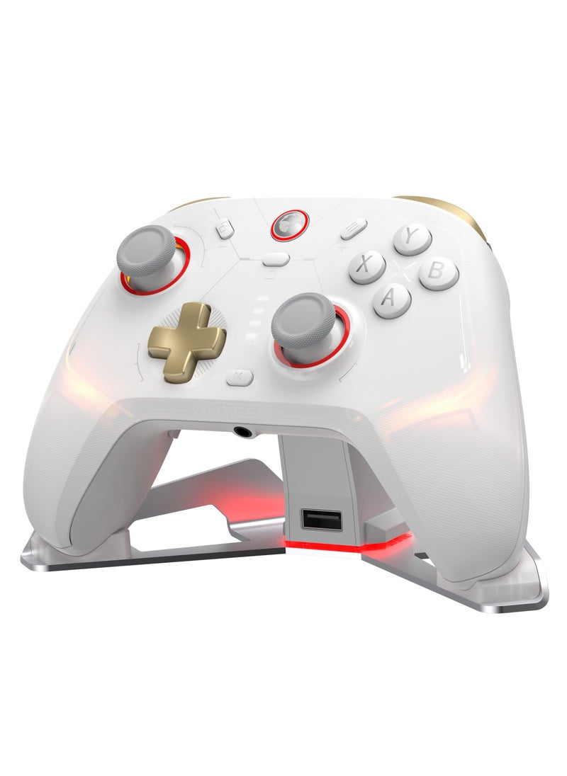 General - Classic Wireless Gamepad GameSir Cyclone 2 Daybreak Game Controller for PC / Steam / Switch / Android / iOS with RGB Lamp Wireless Audio Hall Linear Trigger and Micro Trigger Switch Six-Axis Gyroscope Aluminium Alloy Charging Dock White - Image 1